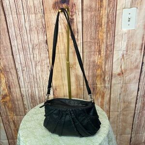 Black Pleated Shoulder Bag with Adjustable Strap Candie’s Crossbody Bag